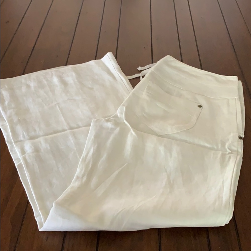Anthropologie bica cheia White Linen Pants. Size 8